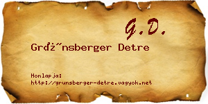 Grünsberger Detre névjegykártya